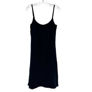 Theory Black Silk Beaded Spaghetti Strap Dress Sz 4